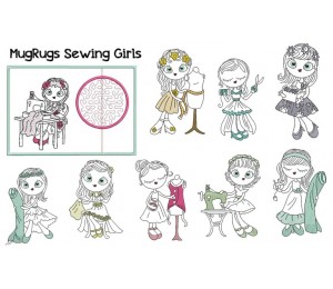 Stickserie ITH - Mug Rugs Sewing Girls